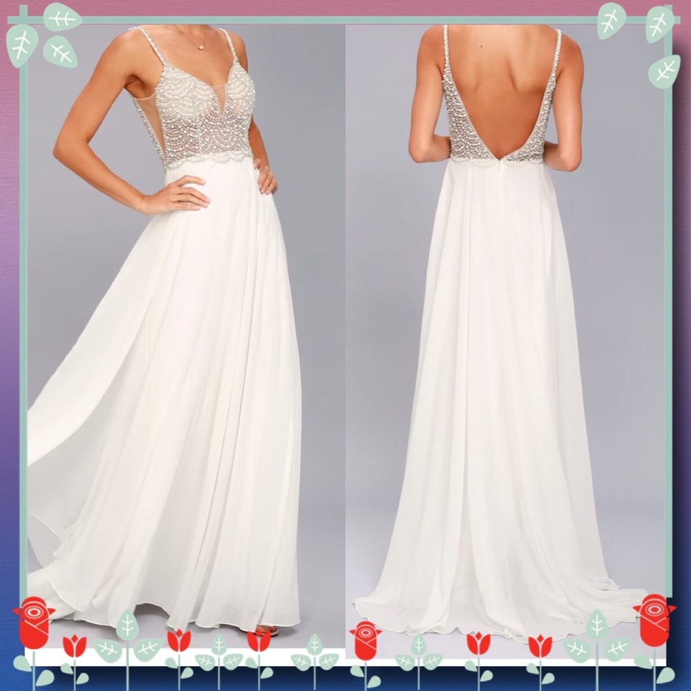 Lulus White Beaded Rhinestone